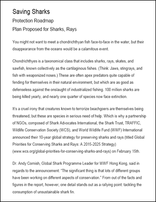 Saving Sharks: Plan Proposed for Sharks, Rays